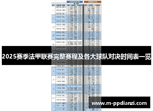 2025赛季法甲联赛完整赛程及各大球队对决时间表一览